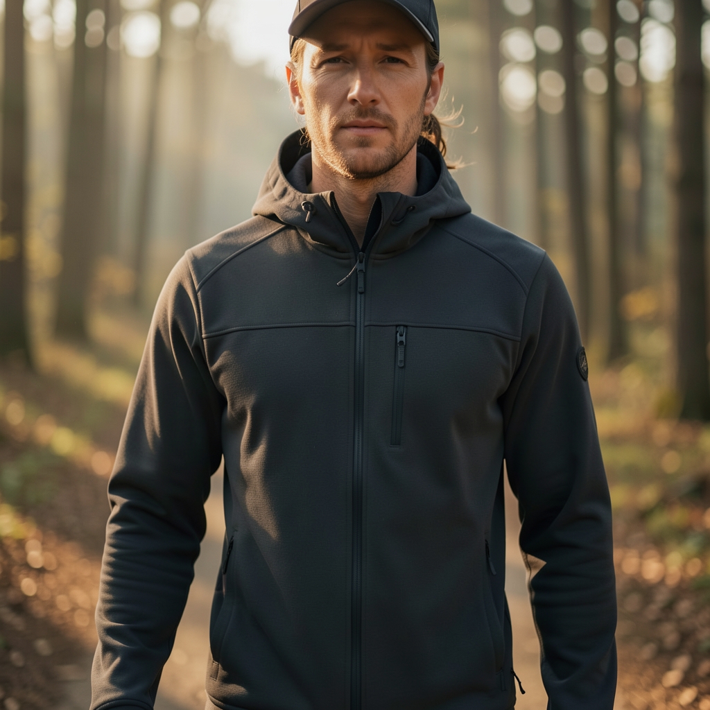 Zwei Personen beim zügigen Spazierengehen auf einem Weg im Grünen — ruhige Alltagsaktivität in natürlichem Licht, keine Sportausrüstung sichtbar